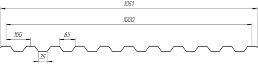 Профнастил НС21 1065/1010x0,3 мм, Полиэстер RAL 5021